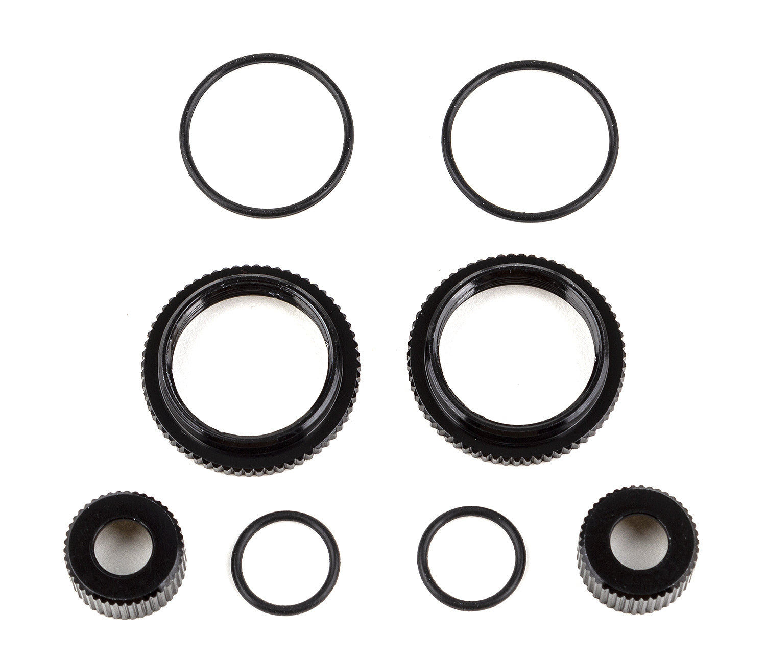 ASS91929 13mm Shock Collar and Seal Retainer Set, black aluminum Team Associated