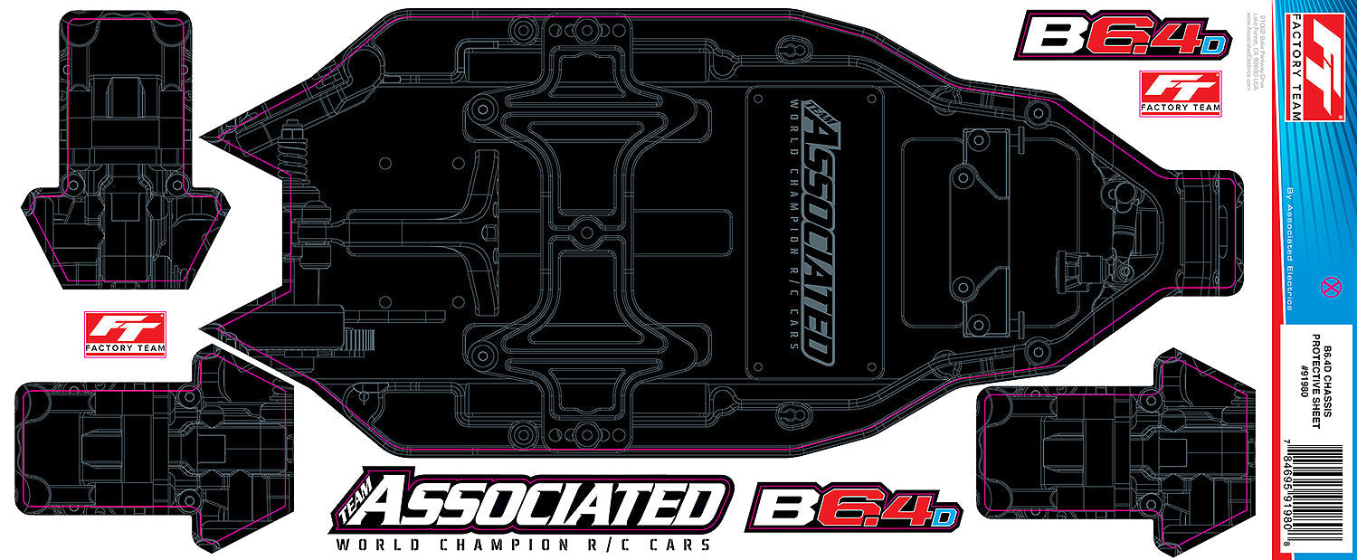 ASS91980 RC10B6.4D FT Chassis Protective Sheet, printed Team Associated