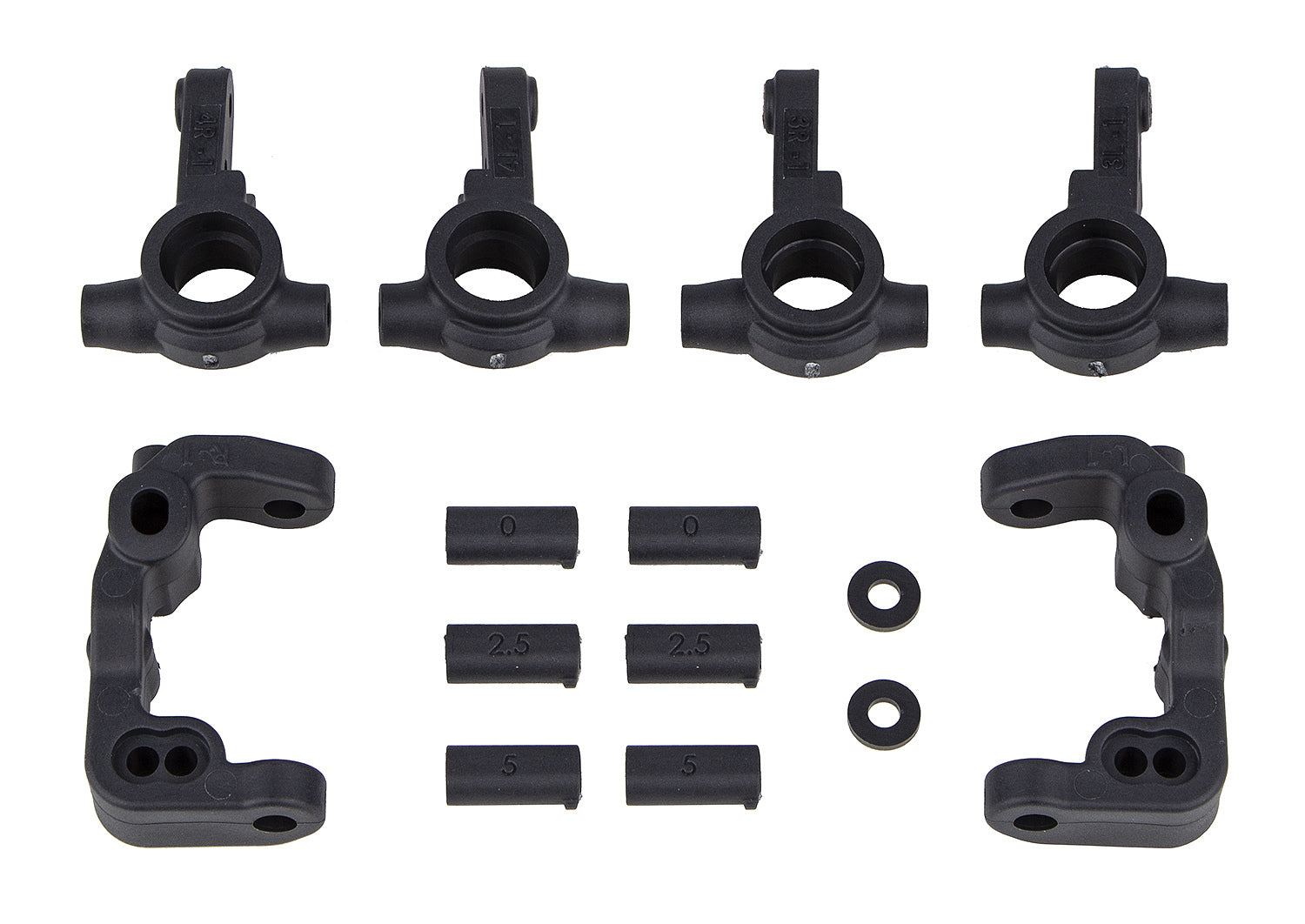 ASS91985 RC10B6.4 -1mm Scrub Caster and Steering Blocks, carbon Team Associated