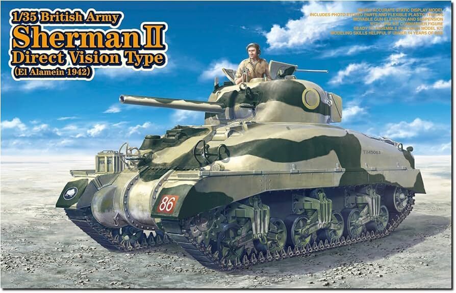 Asuka 1/35 British Army Sherman II El Alamein 1942 Plastic Model Kit