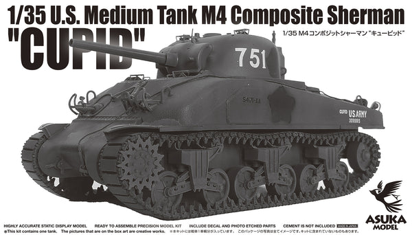 ASU-35-051 Asuka 1/35 U.S. Medium Tank M4 Composite Sherman "Cupid" Plastic Model Kit