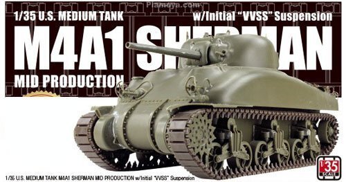 ASU-AS-001 Asuka 1/35 U.S. Medium Tank M4A1 Sherman (Mid Production) w/ Initial VVSS Plastic Model Kit