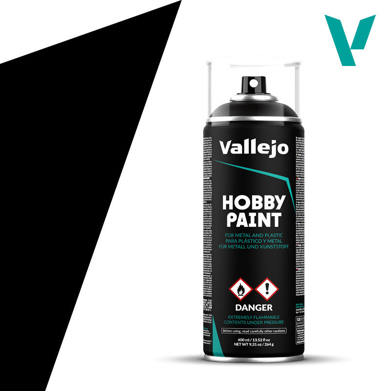 AV28012 Vallejo Aerosol Black Primer 400ml Hobby Spray Paint [28012] Vallejo