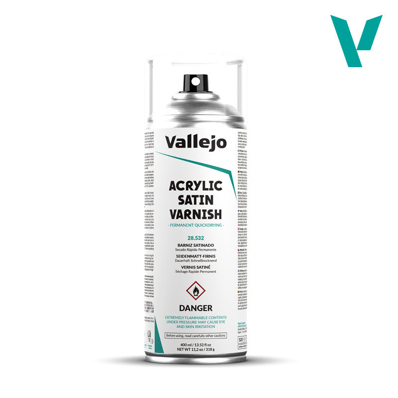 AV28532 Vallejo Aerosol Satin Varnish 400ml Hobby Spray Paint [28532] Vallejo