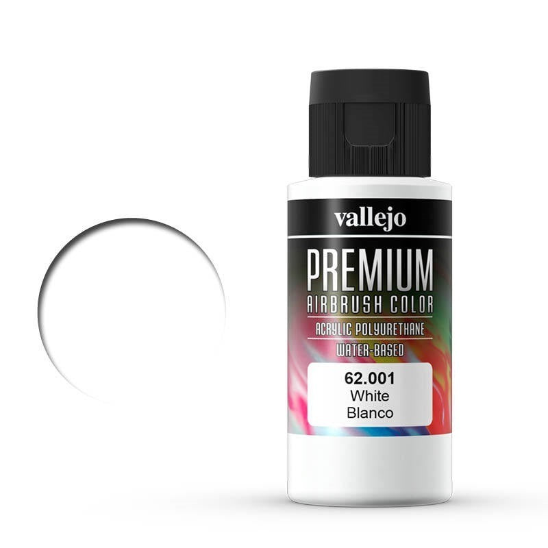 AV62001 Vallejo Premium Colour White 60 ml Acrylic Airbrush Paint [62001] Vallejo