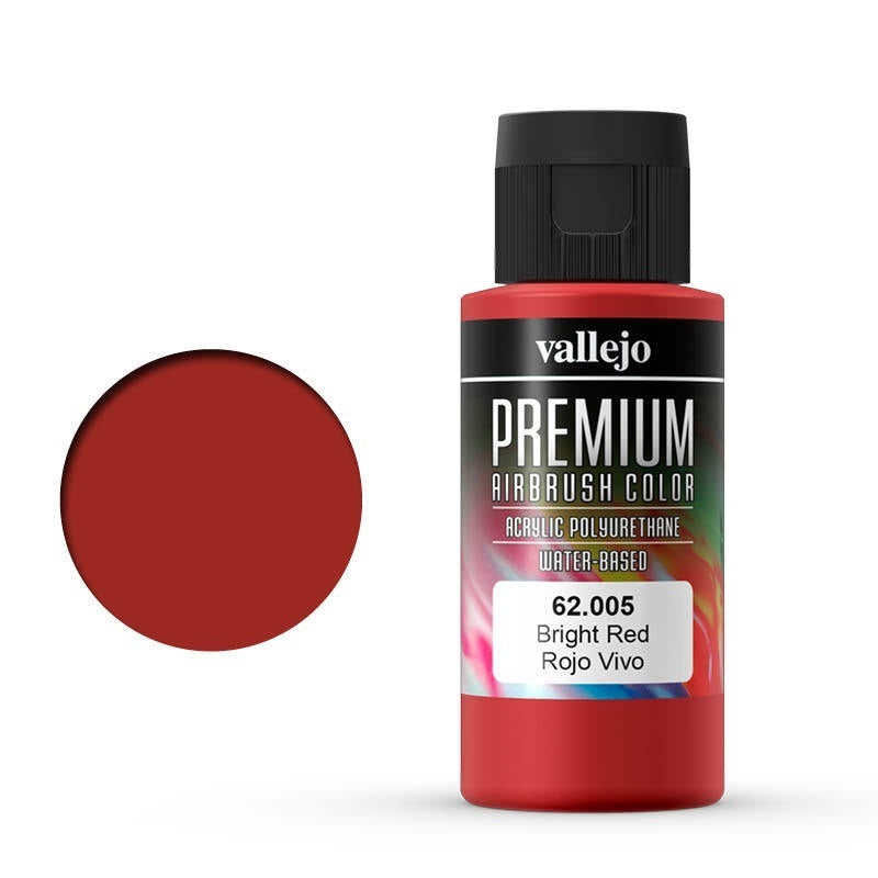 AV62005 Vallejo Premium Colour Bright Red 60 ml Acrylic Airbrush Paint [62005] Vallejo