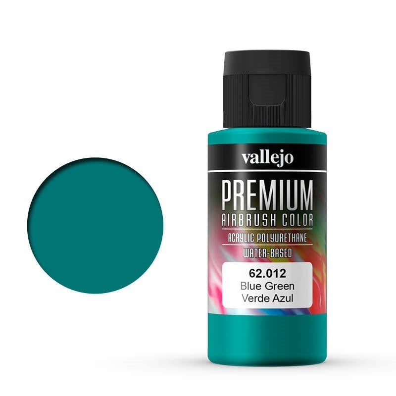 AV62012 Vallejo Premium Colour Blue Green 60 ml Acrylic Airbrush Paint [62012]