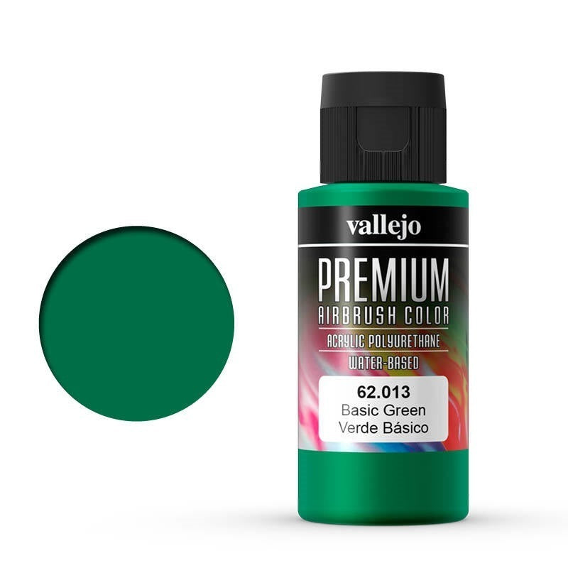 AV62013 Vallejo Premium Colour Basic Green 60 ml Acrylic Airbrush Paint [62013] Vallejo