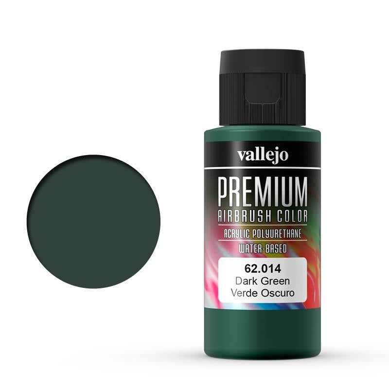 AV62014 Vallejo Premium Colour Dark Green 60 ml Acrylic Airbrush Paint [62014] Vallejo
