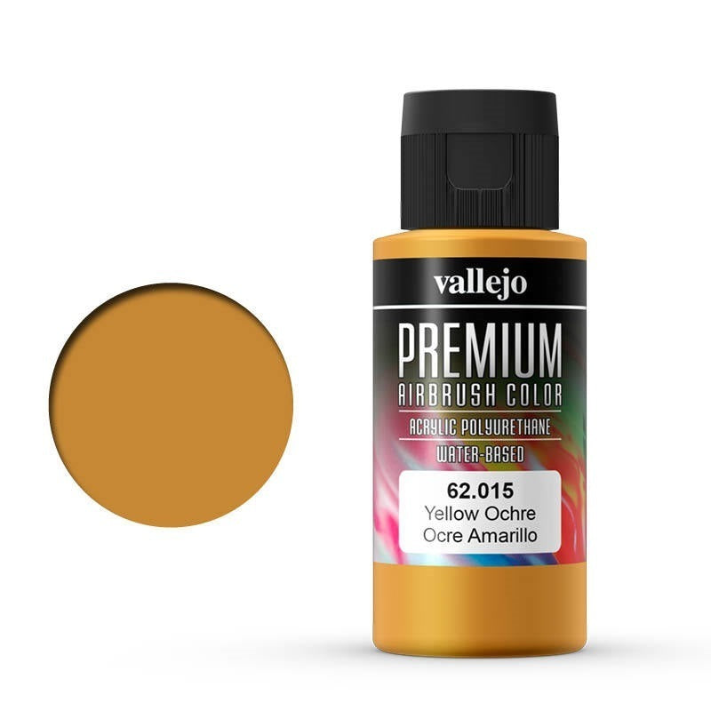 AV62015 Vallejo Premium Colour Yellow Ochre 60 ml Acrylic Airbrush Paint [62015] Vallejo