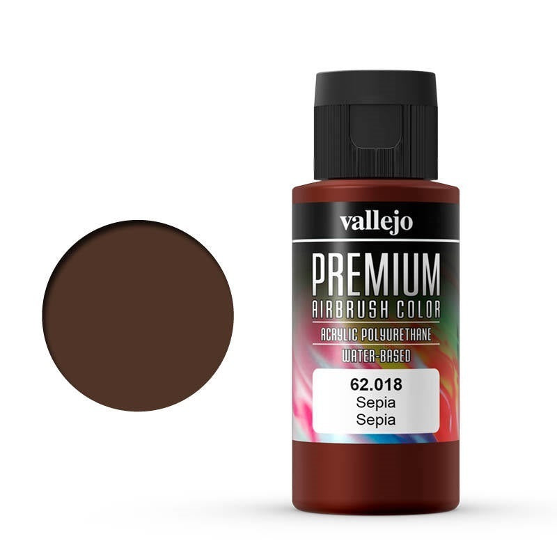 AV62018 Vallejo Premium Colour Sepia 60 ml Acrylic Airbrush Paint [62018] Vallejo