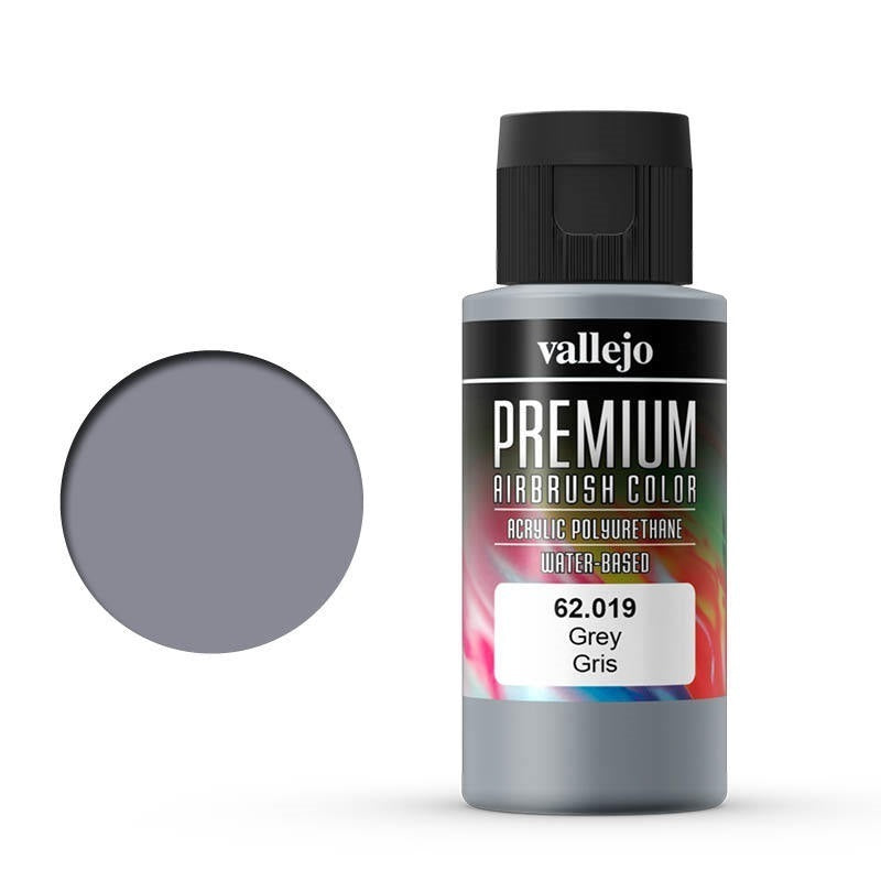 AV62019 Vallejo Premium Colour Grey 60 ml Acrylic Airbrush Paint [62019] Vallejo