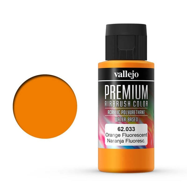 AV62033 Vallejo Premium Colour Fluorescent Orange 60 ml Acrylic Airbrush Paint [62033]