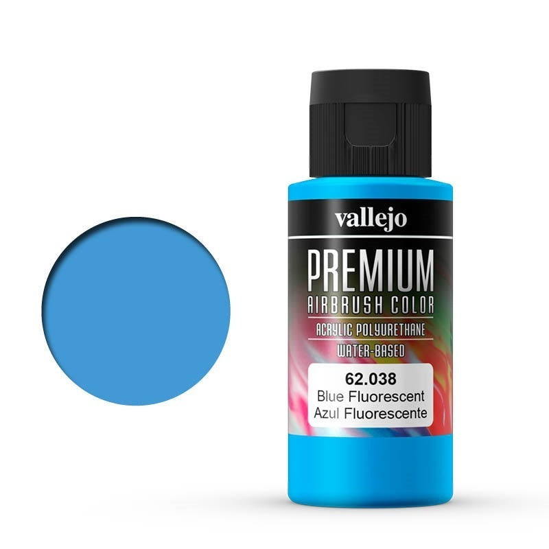 AV62038 Vallejo Premium Colour Fluorescent Blue 60 ml Acrylic Airbrush Paint [62038]