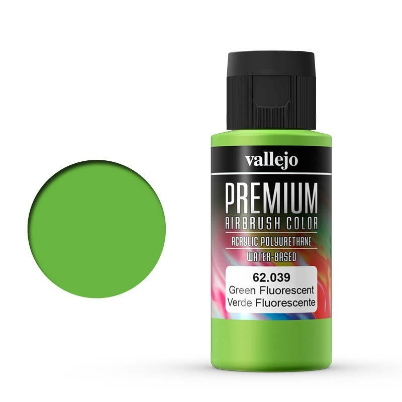 AV62039 Vallejo Premium Colour Fluorescent Green 60 ml Acrylic Airbrush Paint [62039] Vallejo