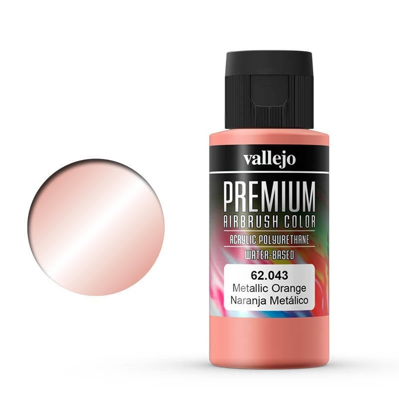 AV62043 Vallejo Premium Colour Metallic Orange 60 ml Acrylic Airbrush Paint [62043]