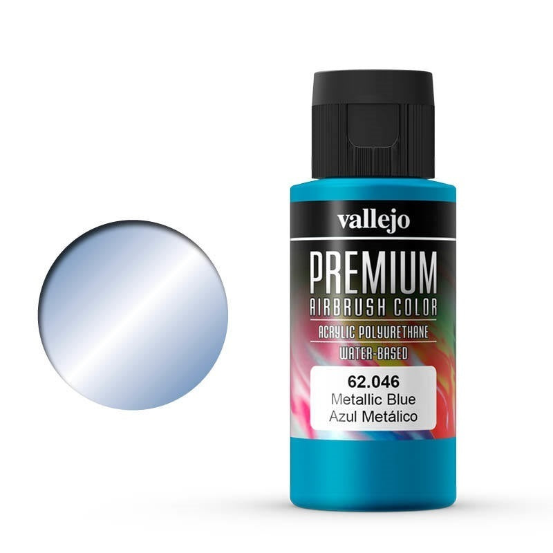 AV62046 Vallejo Premium Colour Metallic Blue 60 ml Acrylic Airbrush Paint [62046] Vallejo