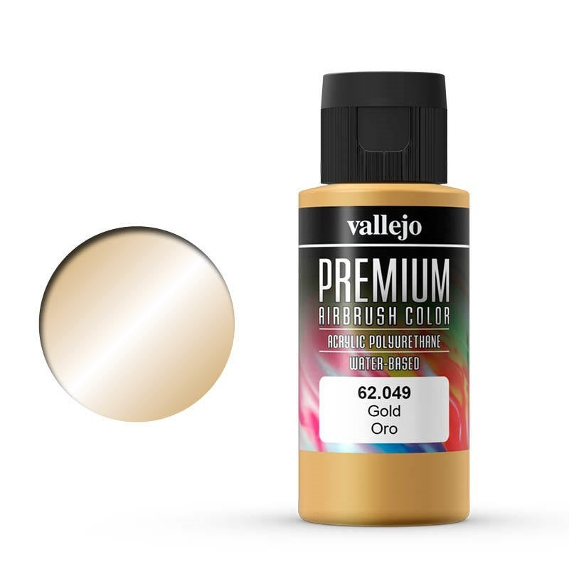 AV62049 Vallejo Premium Colour Gold 60 ml Acrylic Airbrush Paint [62049] Vallejo