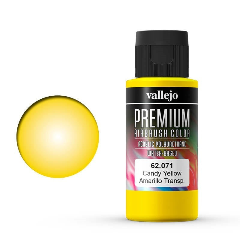 AV62071 Vallejo Premium Colour Candy Yellow 60 ml Acrylic Airbrush Paint [62071]