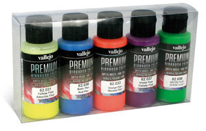 AV62102 Vallejo Premium Colour Fluos Colors 5 Colour Set Acrylic Airbrush Paint [62102] Vallejo