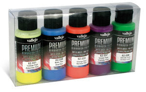 AV62102 Vallejo Premium Colour Fluos Colors 5 Colour Set Acrylic Airbrush Paint [62102]
