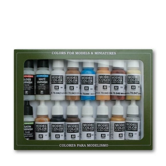 AV70102 Vallejo Model Colour Folkstone Specialist 16 Colour Acrylic Paint Set [70102]