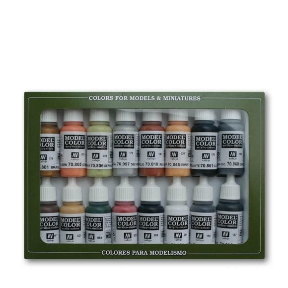 AV70107 Vallejo Model Colour German Colors WWII 16 Colour Acrylic Paint Set [70107]