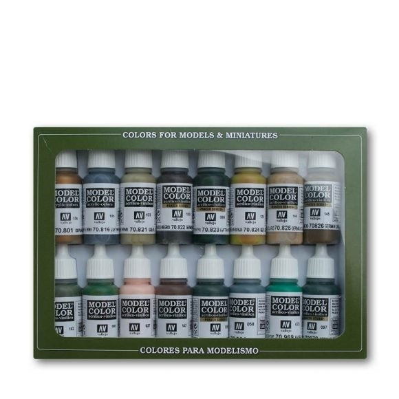 AV70114 Vallejo Model Colour WWII German Cam 16 Colour Acrylic Paint Set [70114] Vallejo