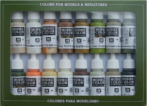AV70141 Vallejo Model Colour Earthtones 16 Colour Acrylic Paint Set [70141] Vallejo