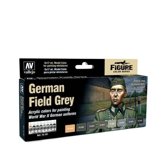 AV70181 Vallejo Model Colour German Field Grey Uniform Acrylic Paint Set [70181] Vallejo
