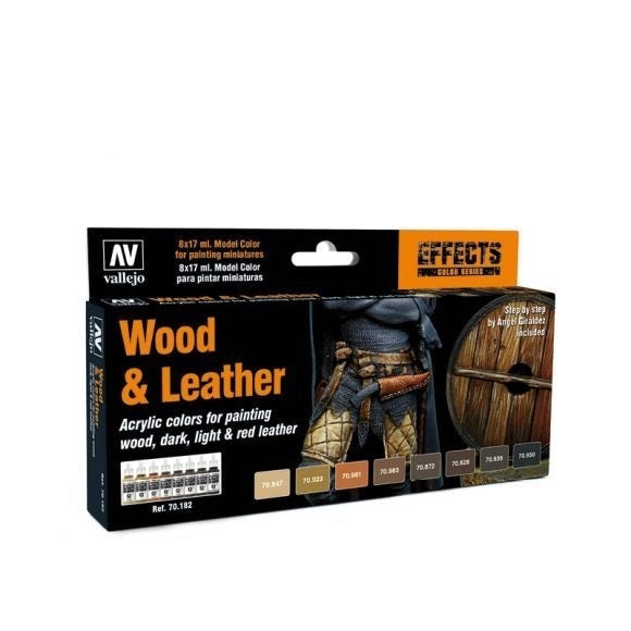 AV70182 Vallejo Model Colour Wood & Leather Acrylic Paint Set [70182] Vallejo