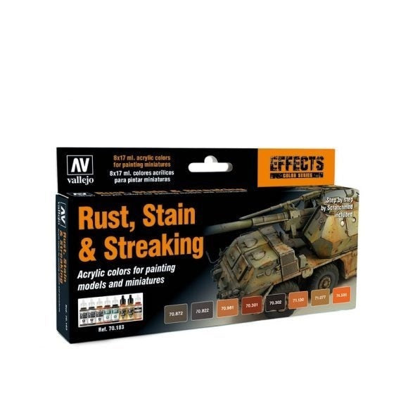 AV70183 Vallejo Model Colour Rust, Stain & Streaking Acrylic Paint Set [70183] Vallejo