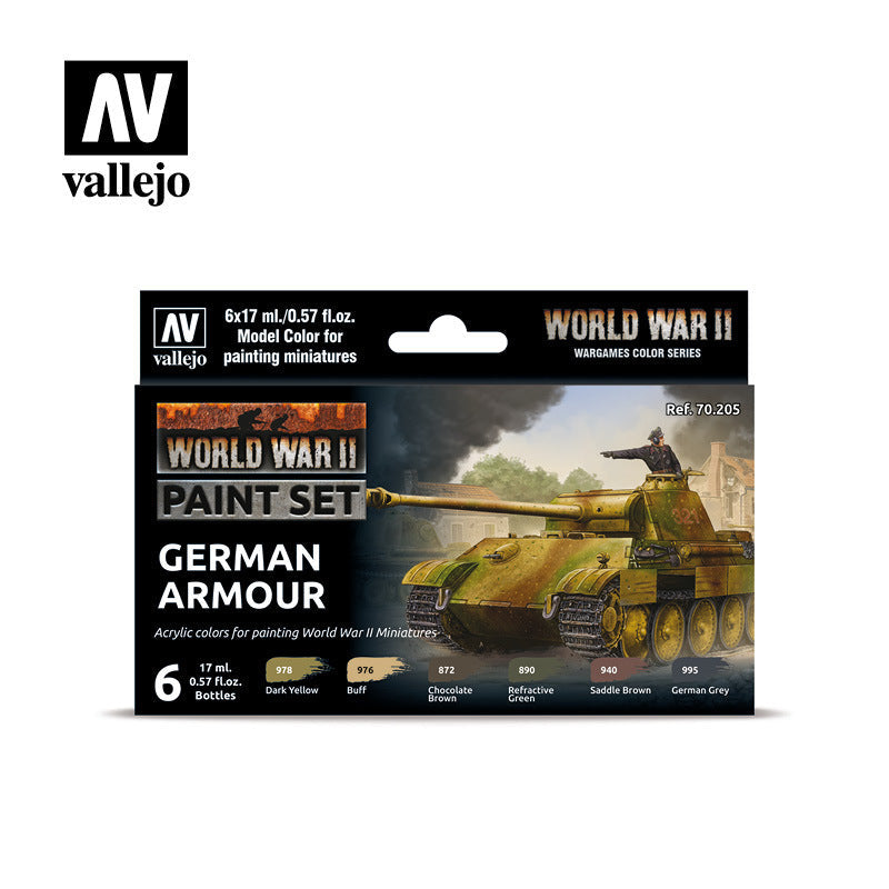 AV70205 Vallejo Model Colour WWII German Armour Acrylic 6 Colour Paint Set [70205] Vallejo