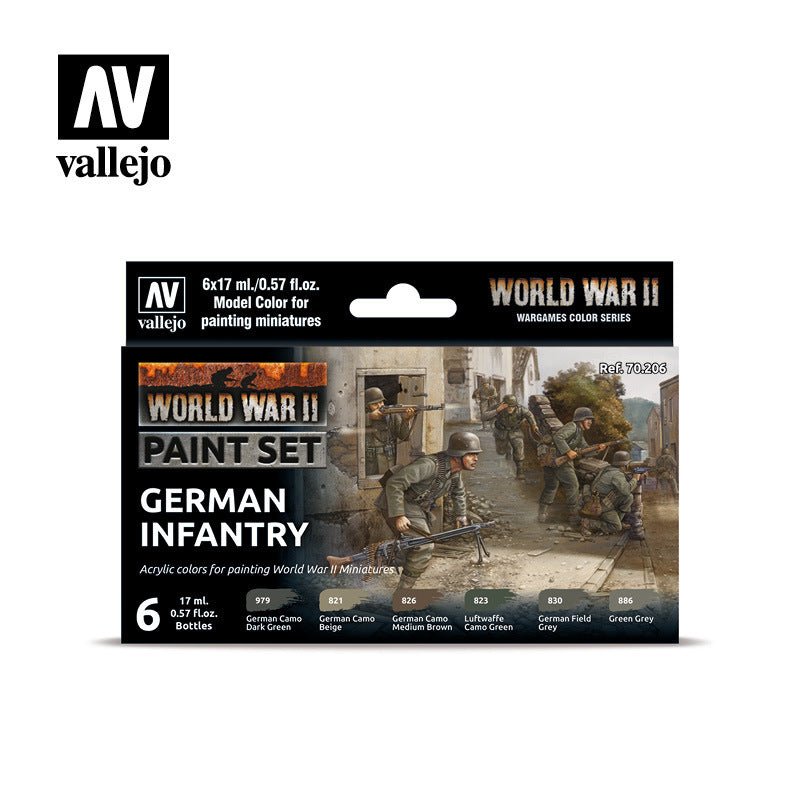AV70206 Vallejo Model Colour WWII German Infantry Acrylic 6 Colour Paint Set [70206] Vallejo