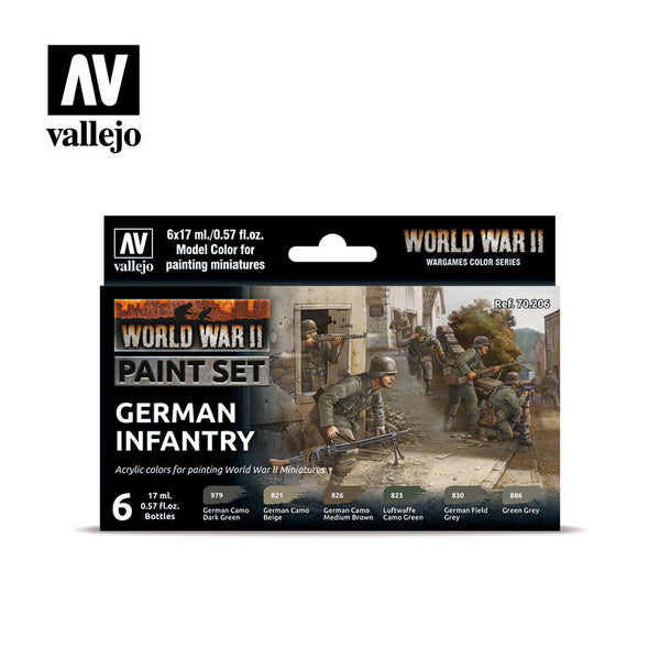 AV70206 Vallejo Model Colour WWII German Infantry Acrylic 6 Colour Paint Set [70206]