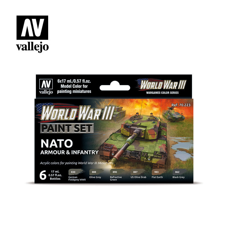 AV70223 Vallejo Model Colour WWIII NATO Armour & Infantry Acrylic 6 Colour Paint Set [70223]