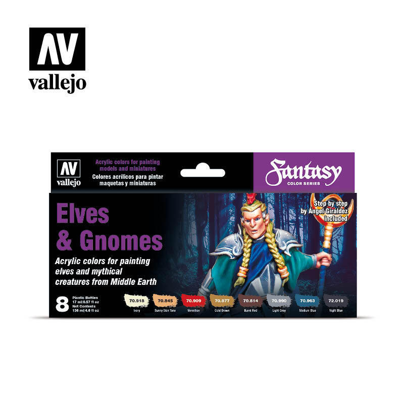 AV70242 Vallejo Model Color Elves & Gnomes Acrylic 8 Colour Paint Set [70242] Vallejo