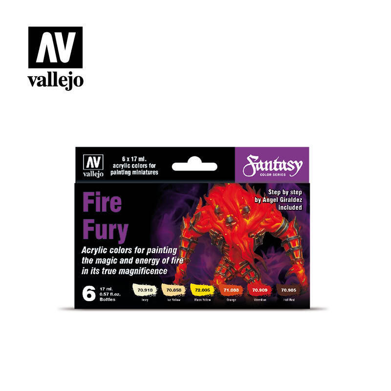 AV70243 Vallejo Model Color Fire Fury Acrylic 6 Colour Paint Set [70243] Vallejo