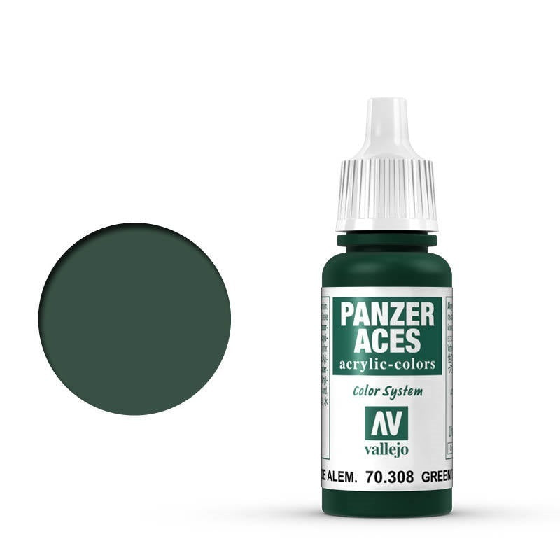 AV70308 Vallejo Panzer Aces Green Tail Light 17 ml Acrylic Paint [70308]