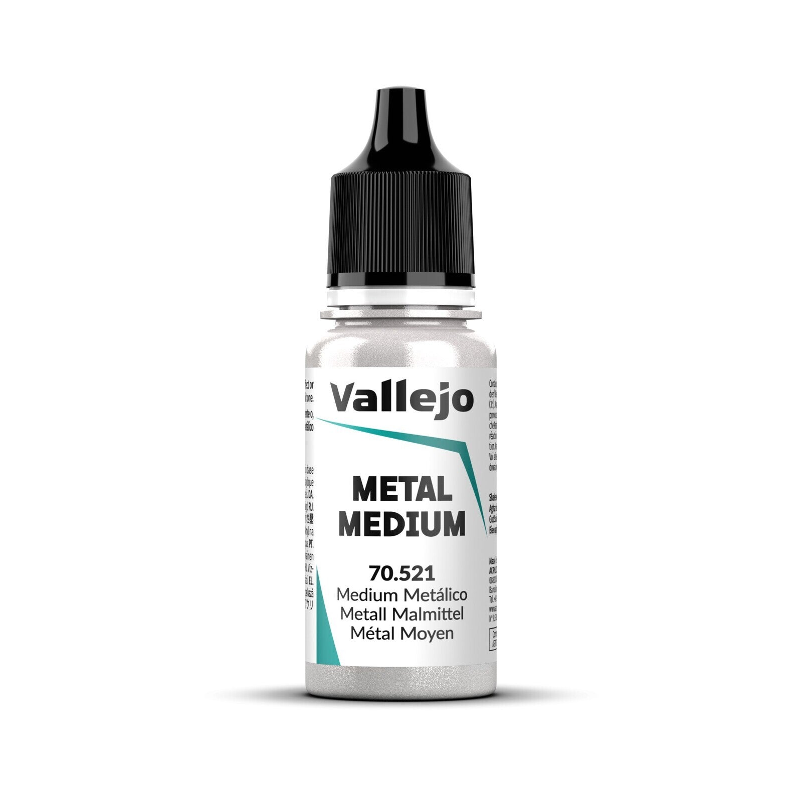 AV70521 Vallejo Metal Medium 18ml Acrylic Paint - New Formulation Vallejo