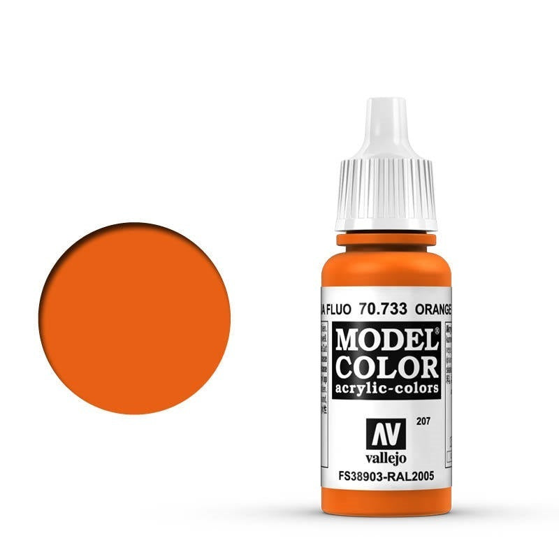 AV70733 Vallejo Model Colour #207 Fluorescent Orange 17 ml Acrylic Paint [70733] Vallejo