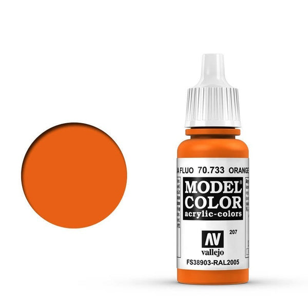 AV70733 Vallejo Model Colour #207 Fluorescent Orange 17 ml Acrylic Paint [70733]