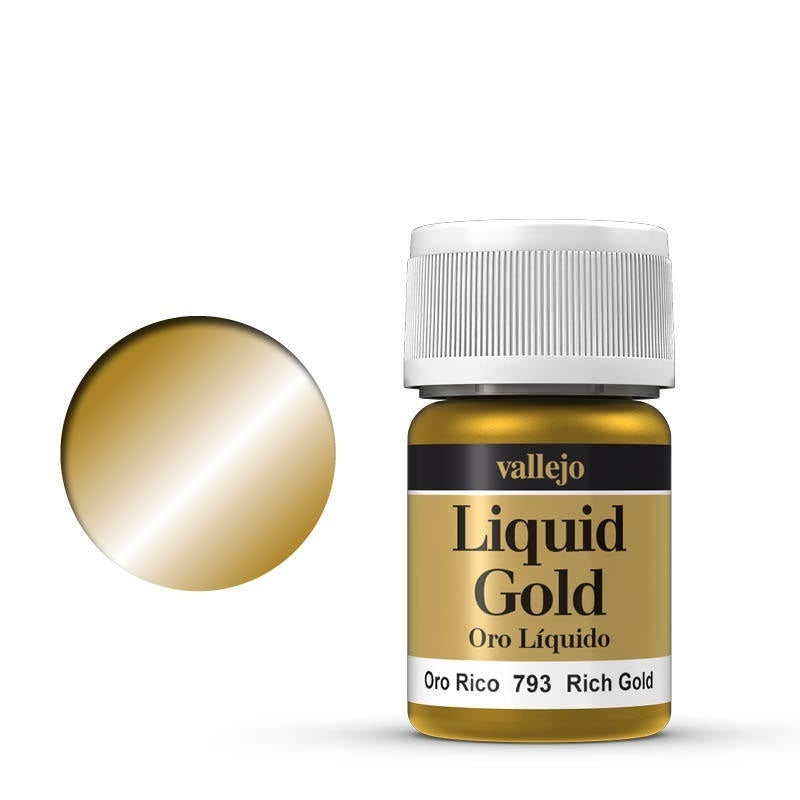 AV70793 Vallejo Model Colour Metallic Rich Gold (Alcohol Base) 35 ml Acrylic Paint [70793] Vallejo