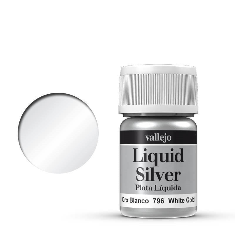 AV70796 Vallejo Model Colour Metallic White Gold (Alcohol Base) 35 ml Acrylic Paint [70796] Vallejo