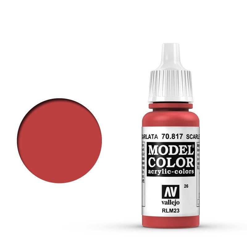 AV70817 Vallejo Model Colour #026 Scarlet 17 ml Acrylic Paint [70817] Vallejo