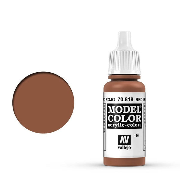 AV70818 Vallejo Model Colour #136 Red Leather 17 ml Acrylic Paint [70818]