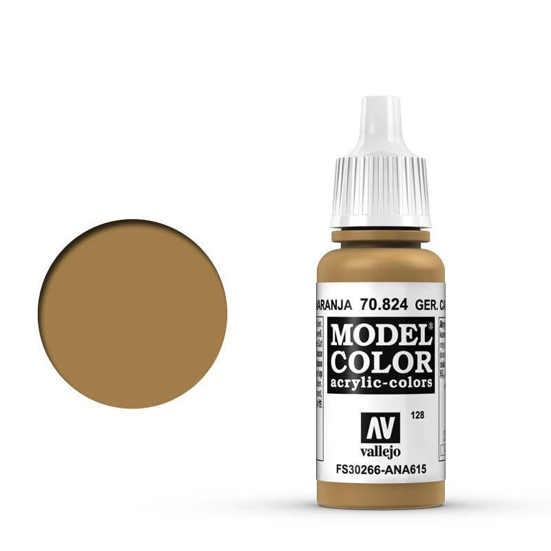 AV70824 Vallejo Model Colour #128 German Cam Orange Ochre 17 ml Acrylic Paint [70824] Vallejo