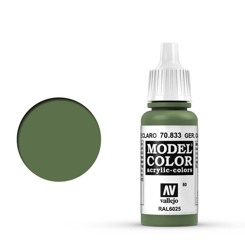 AV70833 Vallejo Model Colour #080 Ger Cam Light Green 17 ml Acrylic Paint [70833] Vallejo