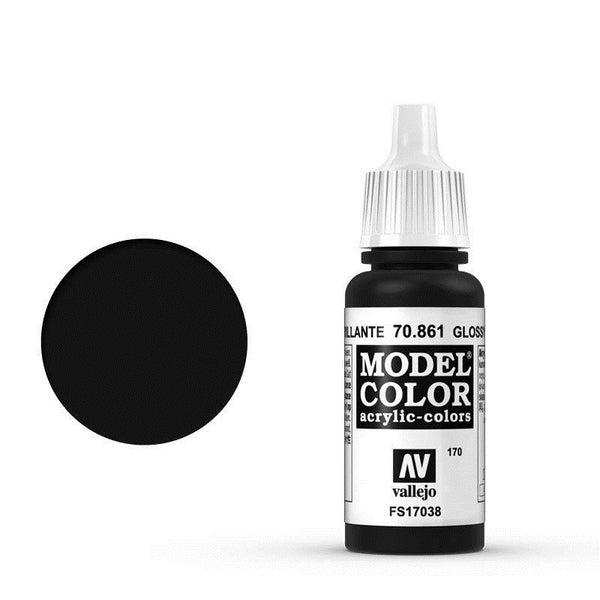 AV70861 Vallejo Model Colour #170 Glossy Black 17 ml Acrylic Paint [70861]