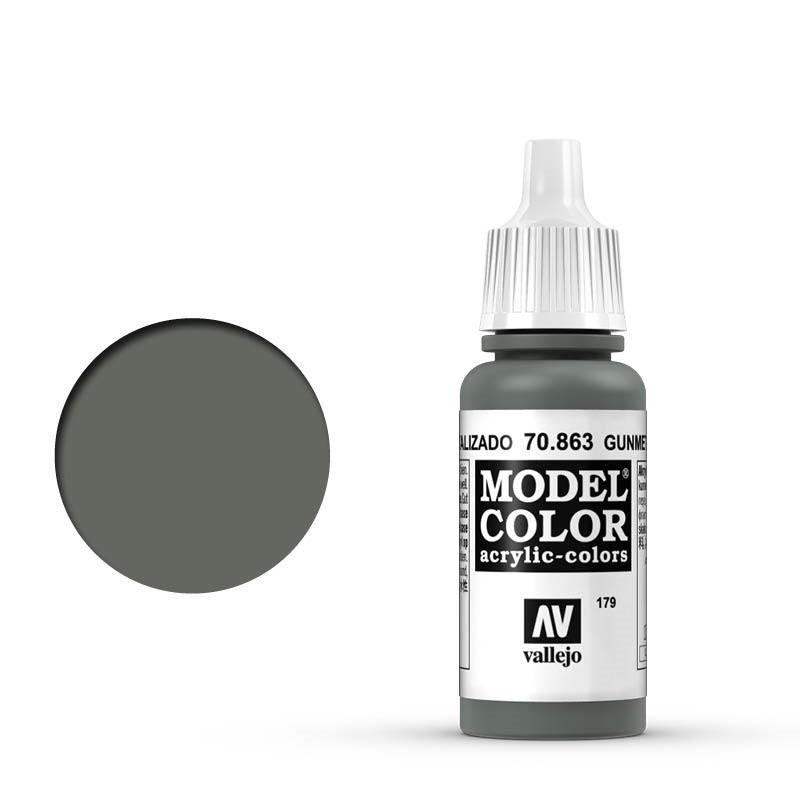 AV70863 Vallejo Model Colour #179 Metallic Gunmetal Grey 17 ml Acrylic Paint [70863] Vallejo